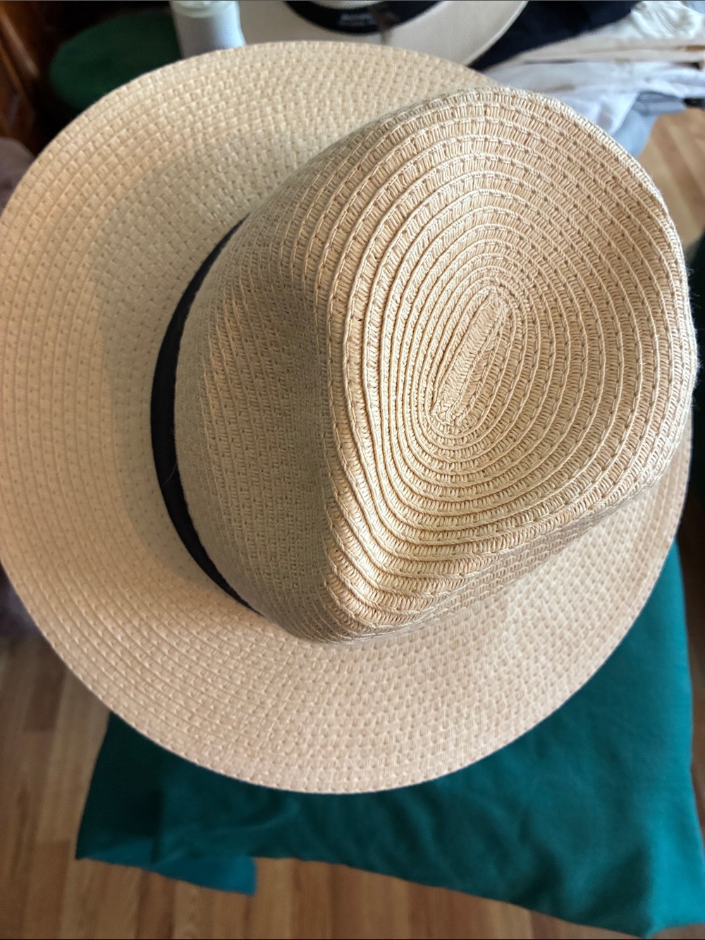 Swiss Tech Classic Straw Panama Hat with Black Band - Beige
